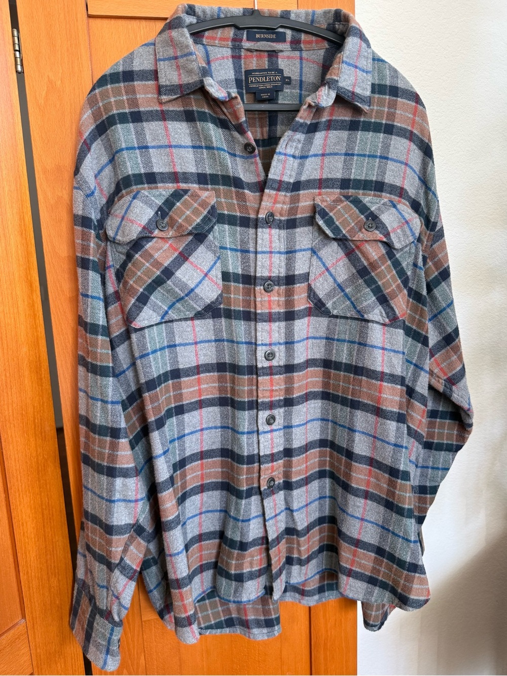 Pendleton Plaid Shirt in Gray, Brown and Blue